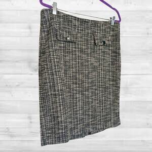 Ny Collection Slim Tweed Double Knit Knew-Length Skirt, Large